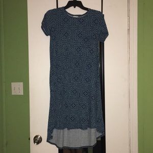 Lularoe Carly Dress light blue and navy geometric